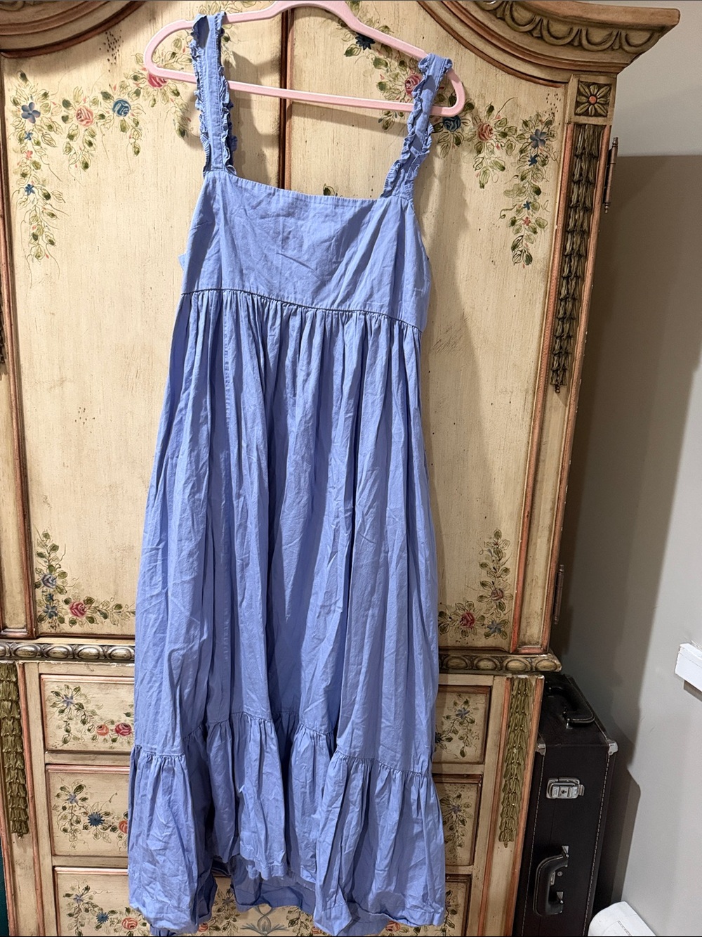 Free People Lavender Blue Ruffled Strap Maxi Dress